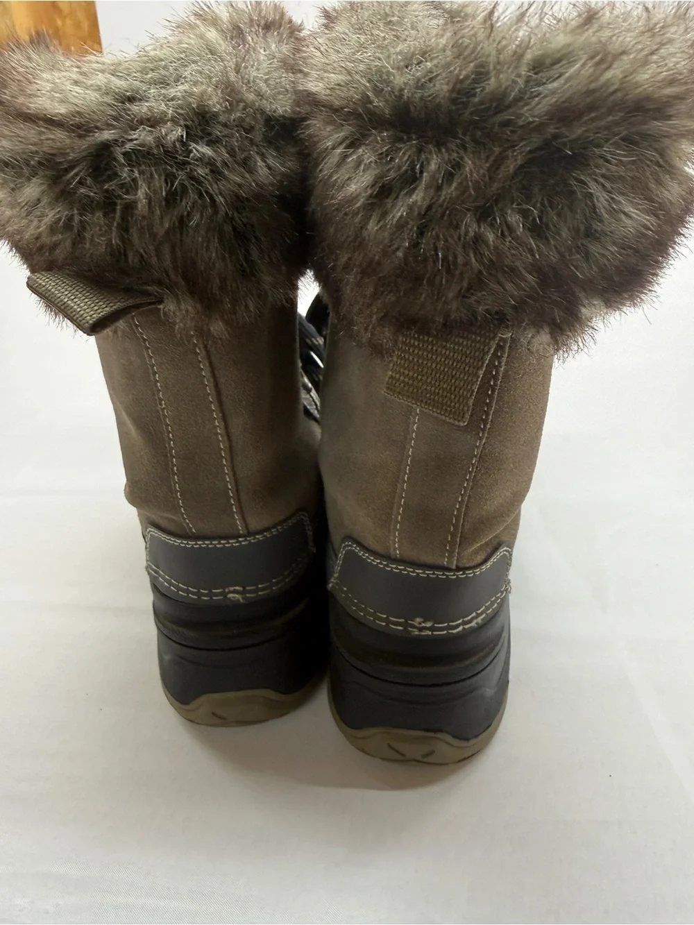 Khombu Olive and Black Faux-Fur Lace-Up Winter Boots